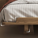 Platform Ash Wood Brown Queen Slat Bed with Headboard Image - 9