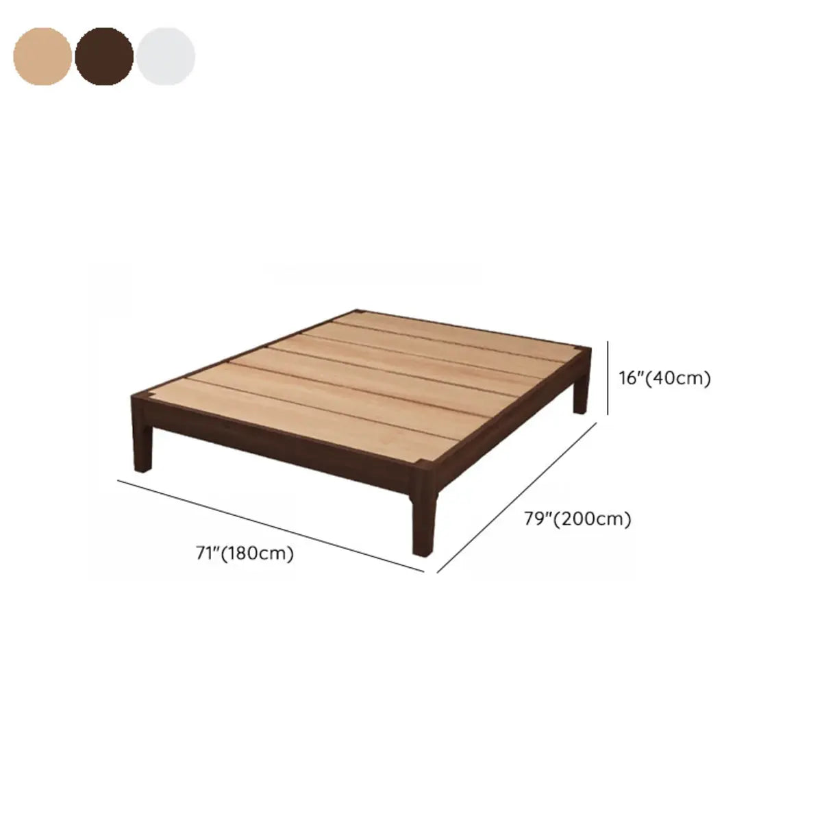 Platform Natural Wood Nut-Brown Panel Bed with Mattress Image - 14