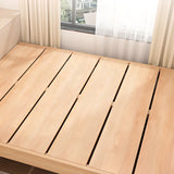 Platform Natural Wood Nut-Brown Panel Bed with Mattress Image - 4