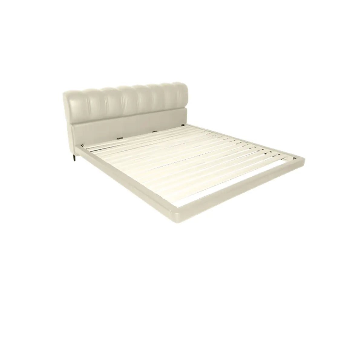 Platform Sponge Upholstered Off-White Comfort Queen Bed Image - 3