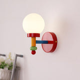 Playful and Colorful Globe White Glass Wall Sconce Image - 1