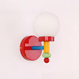 Playful and Colorful Globe White Glass Wall Sconce Image - 11