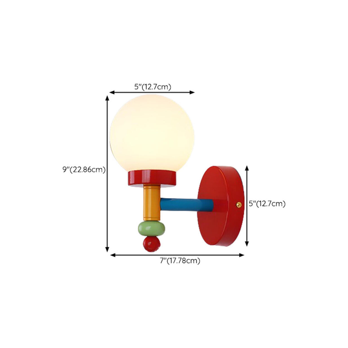 Playful and Colorful Globe White Glass Wall Sconce 