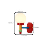 Playful and Colorful Globe White Glass Wall Sconce #size