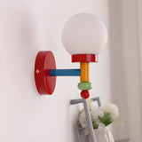 Playful and Colorful Globe White Glass Wall Sconce Image - 4