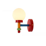 Playful and Colorful Globe White Glass Wall Sconce Image - 5