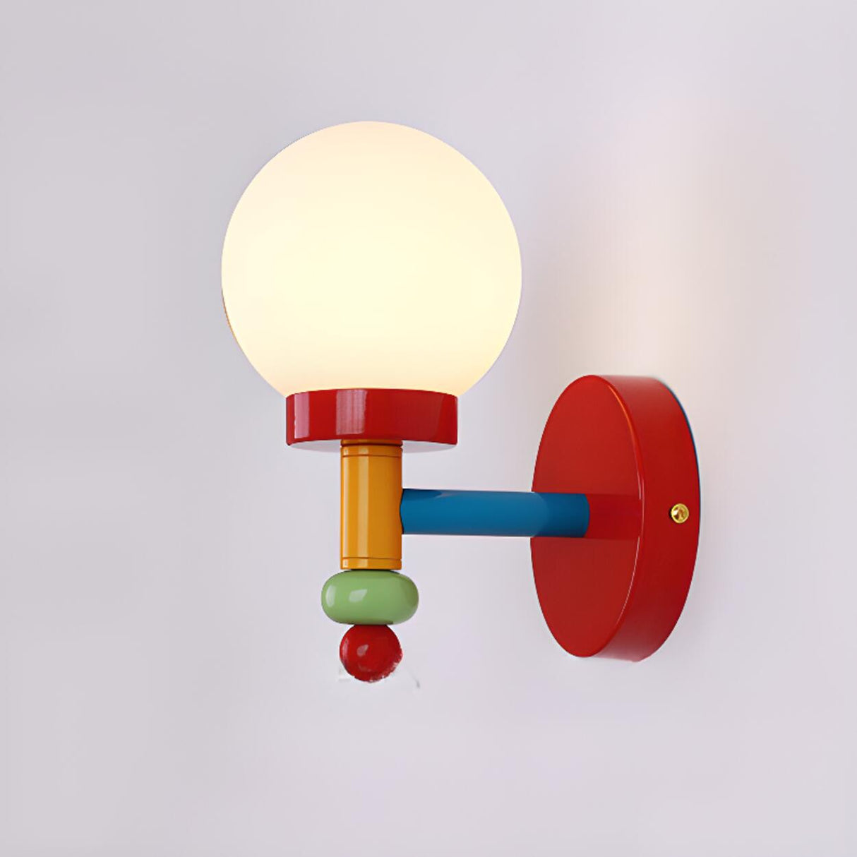 Playful and Colorful Globe White Glass Wall Sconce Image - 6