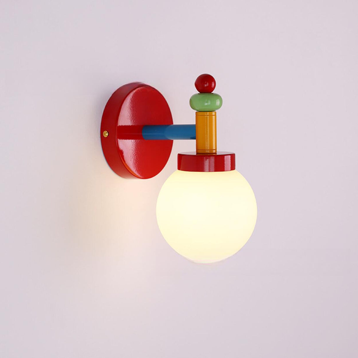 Playful and Colorful Globe White Glass Wall Sconce Image - 7