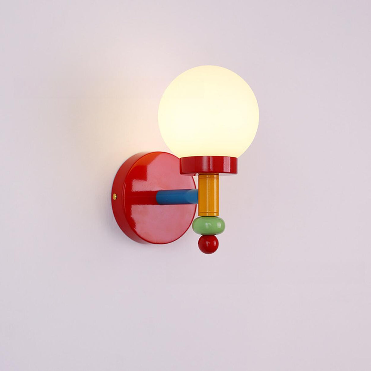 Playful and Colorful Globe White Glass Wall Sconce Image - 8