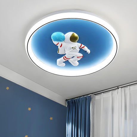 Playful Blue Astronaut LED Flush Mount Ceiling Light Image - 1