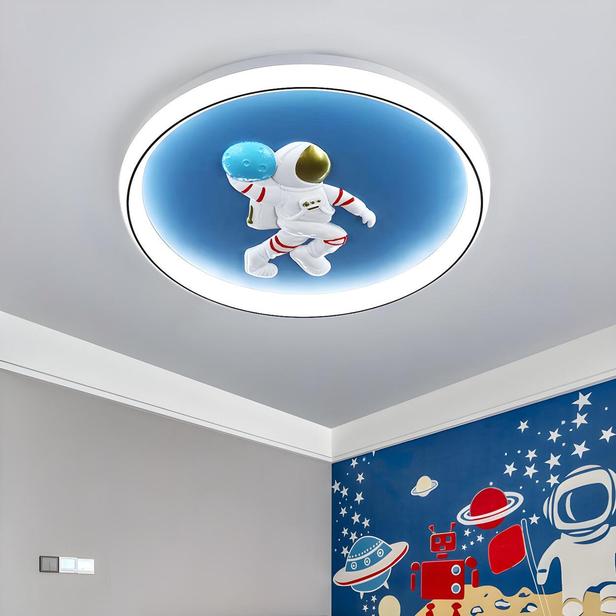 Playful Blue Astronaut LED Flush Mount Ceiling Light Image - 4