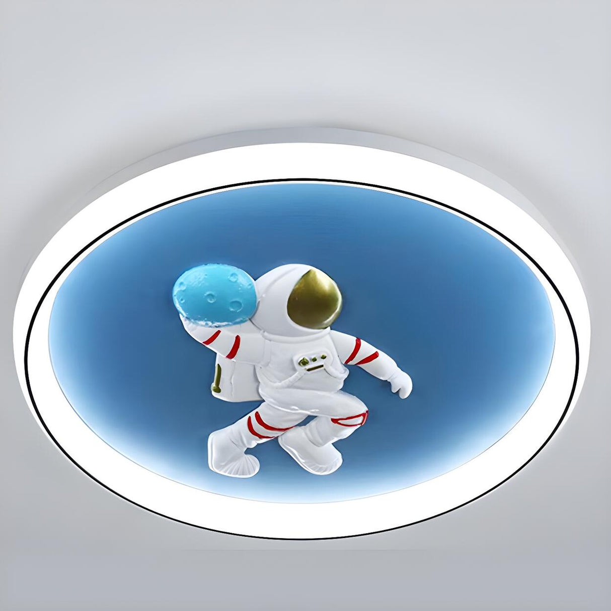 Playful Blue Astronaut LED Flush Mount Ceiling Light Image - 9