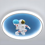 Playful Blue Astronaut LED Flush Mount Ceiling Light Image - 9