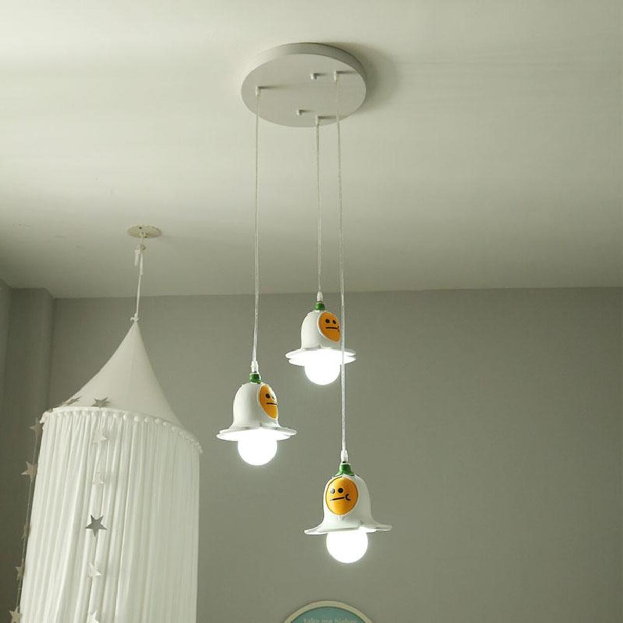 Playful Children Room Cartoon White Ghost Pendant Light Image - 3