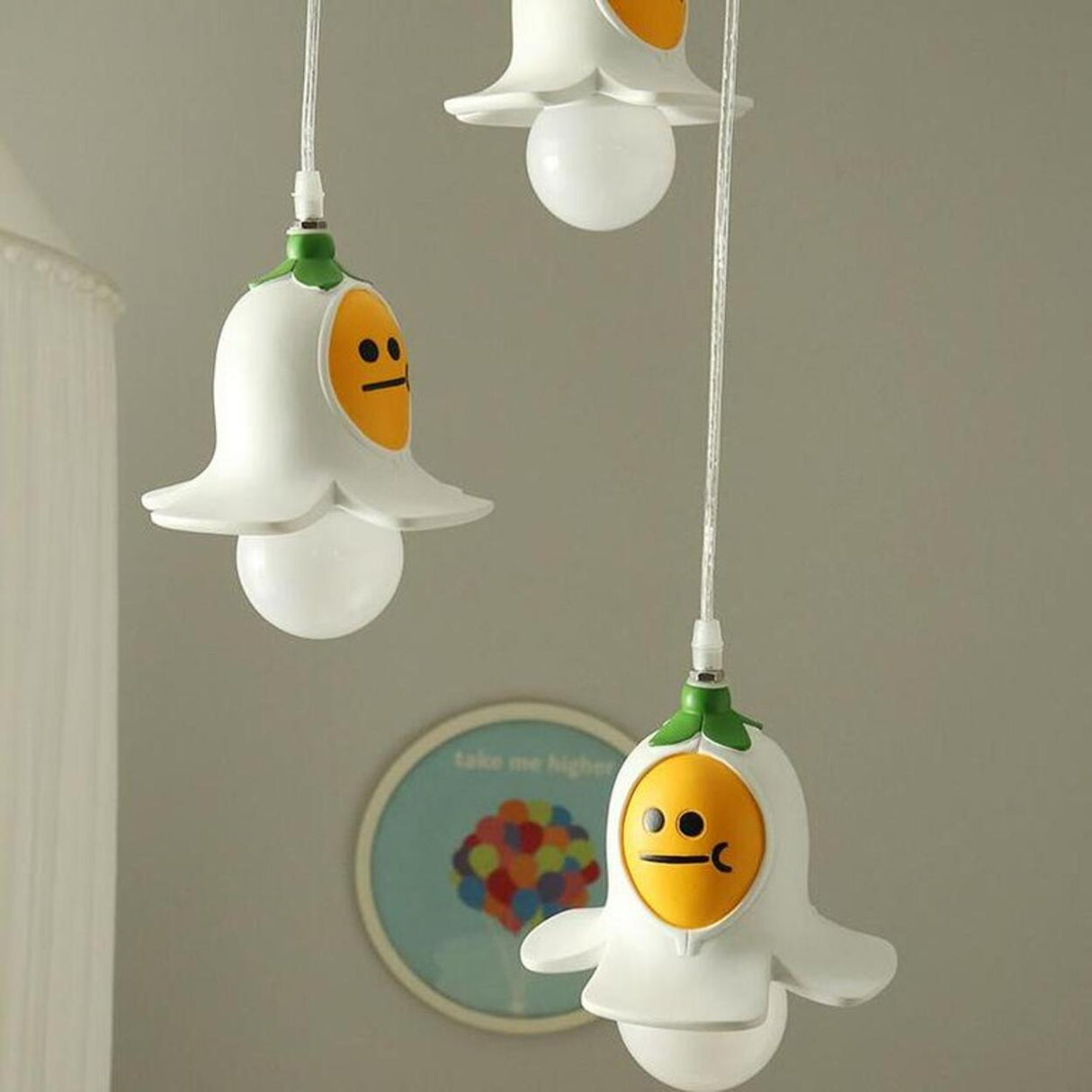 Playful Children Room Cartoon White Ghost Pendant Light Image - 9