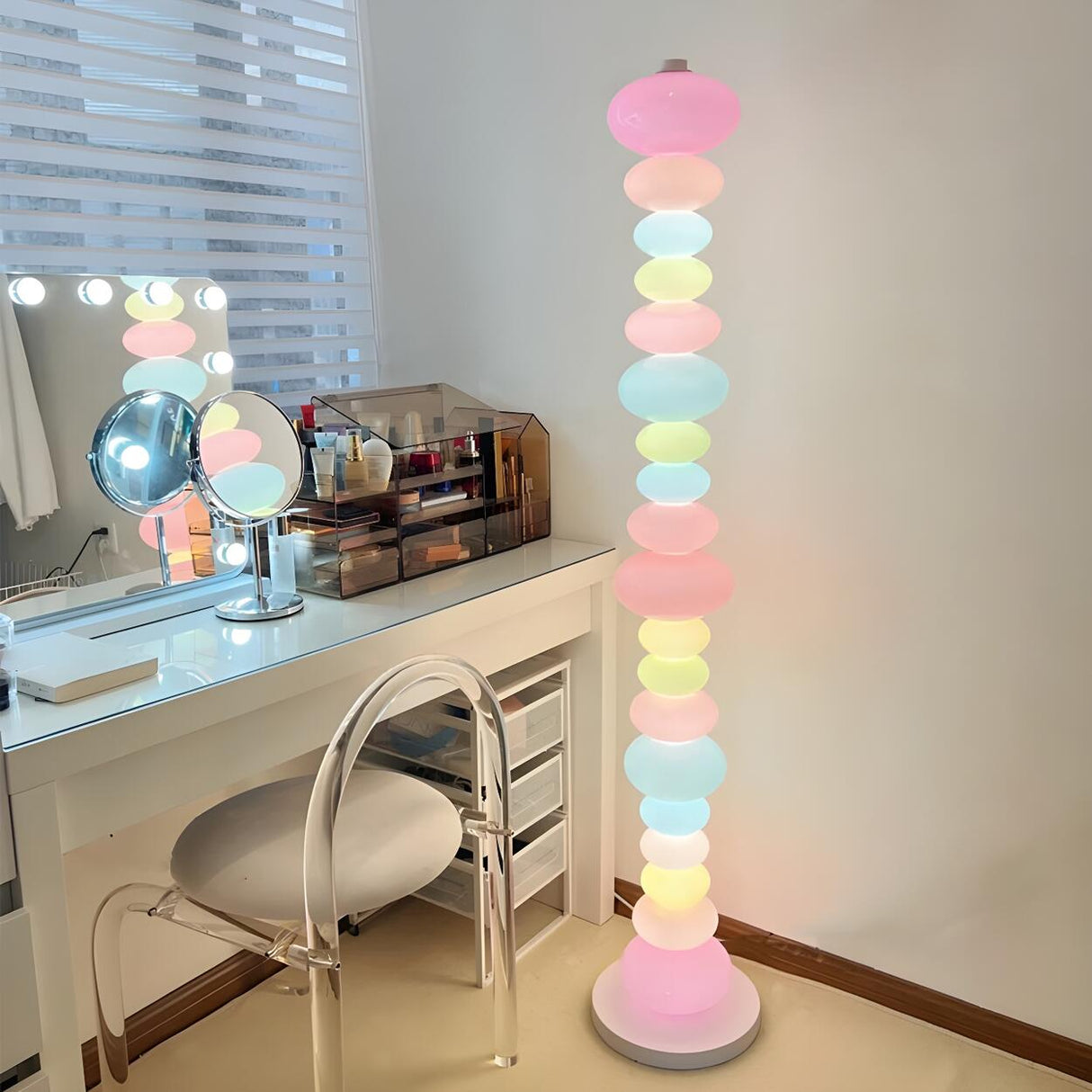 Playful Colorful Stacked Candy Stone Floor Lamp Image - 10