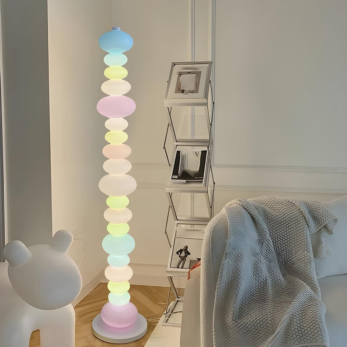 Playful Colorful Stacked Candy Stone Floor Lamp Image - 3