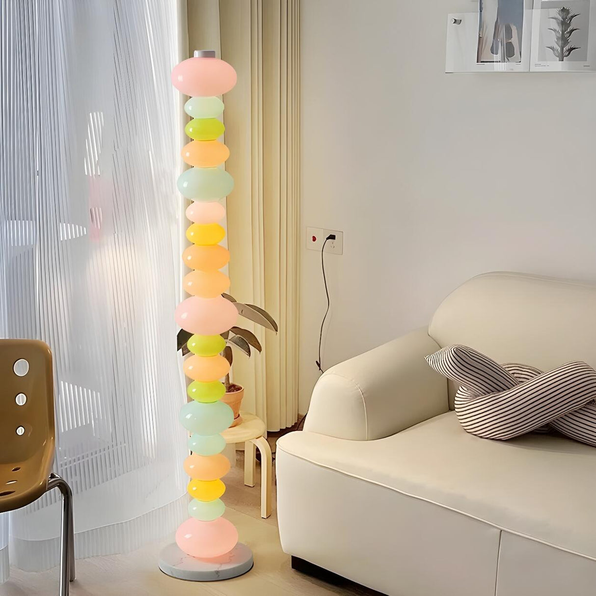 Playful Colorful Stacked Candy Stone Floor Lamp Image - 4