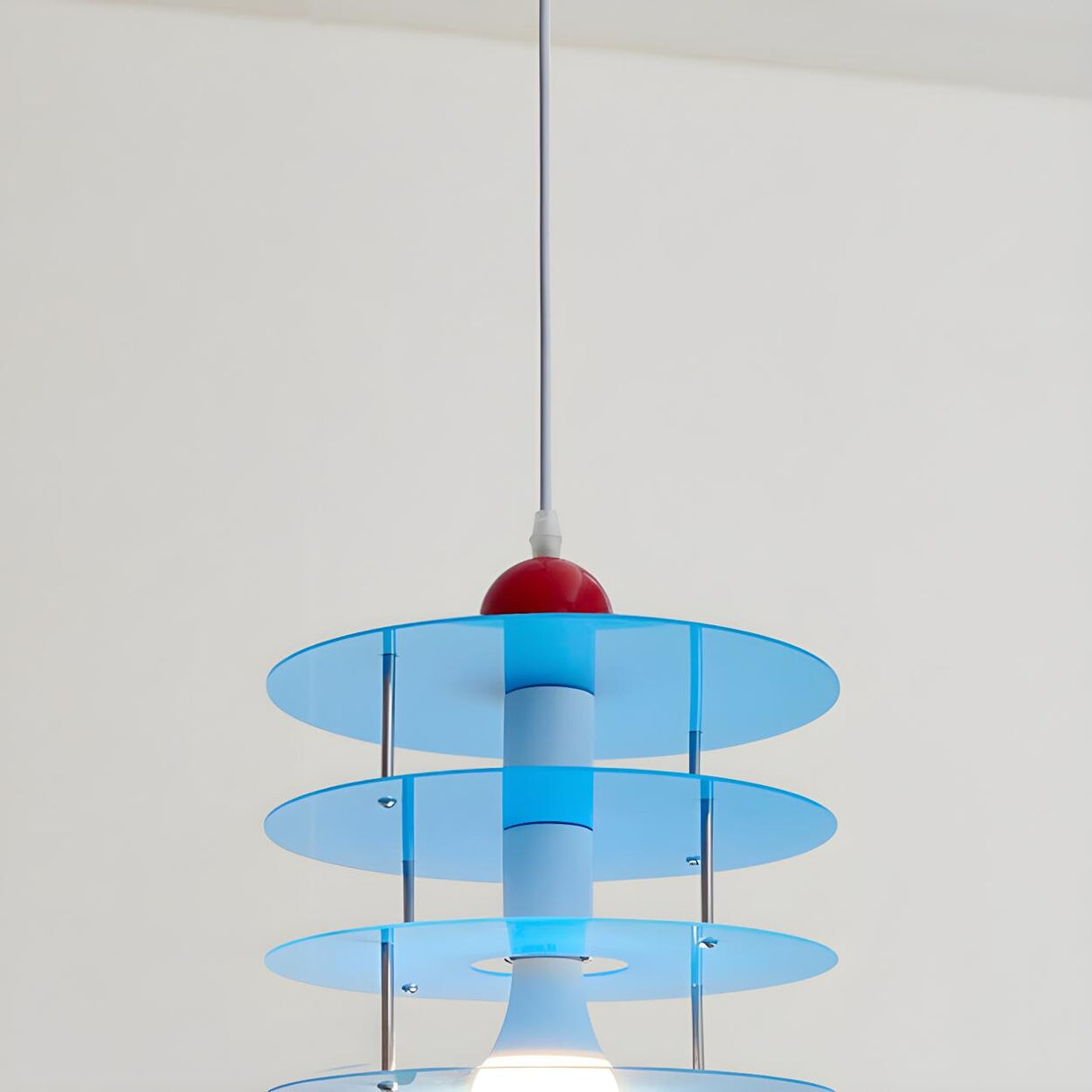 Playful Layered Disc Acrylic Blue Kids Room Pendant Light Image - 11