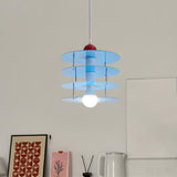 Playful Layered Disc Acrylic Blue Kids Room Pendant Light Image - 12