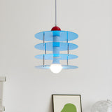 Playful Layered Disc Acrylic Blue Kids Room Pendant Light Image - 2