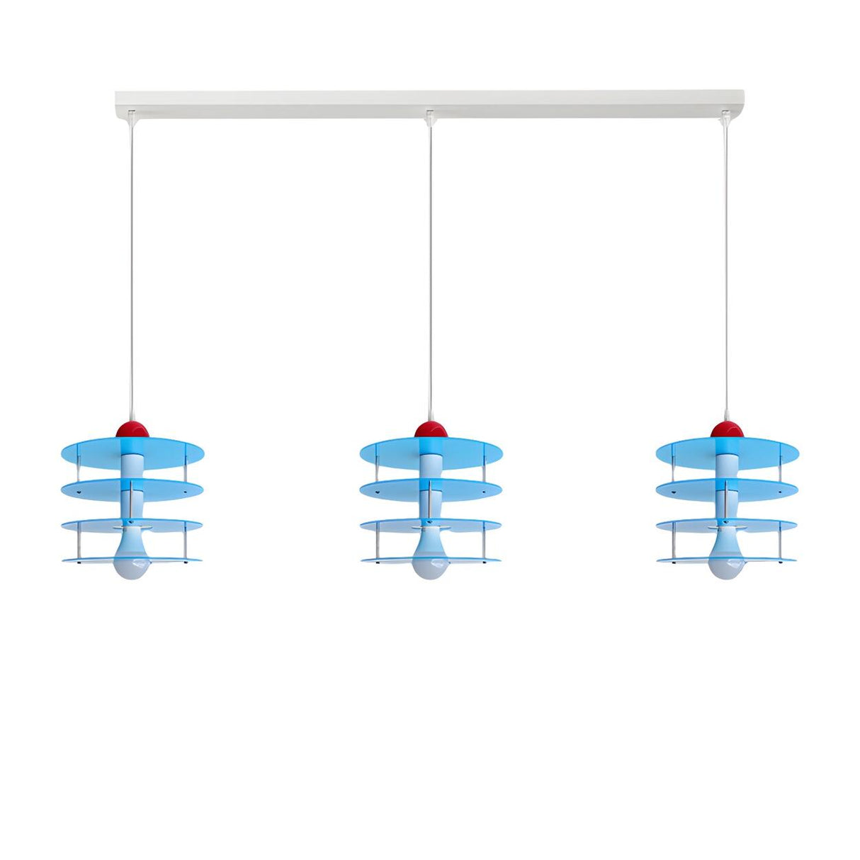 Playful Layered Disc Acrylic Blue Kids Room Pendant Light Image - 5