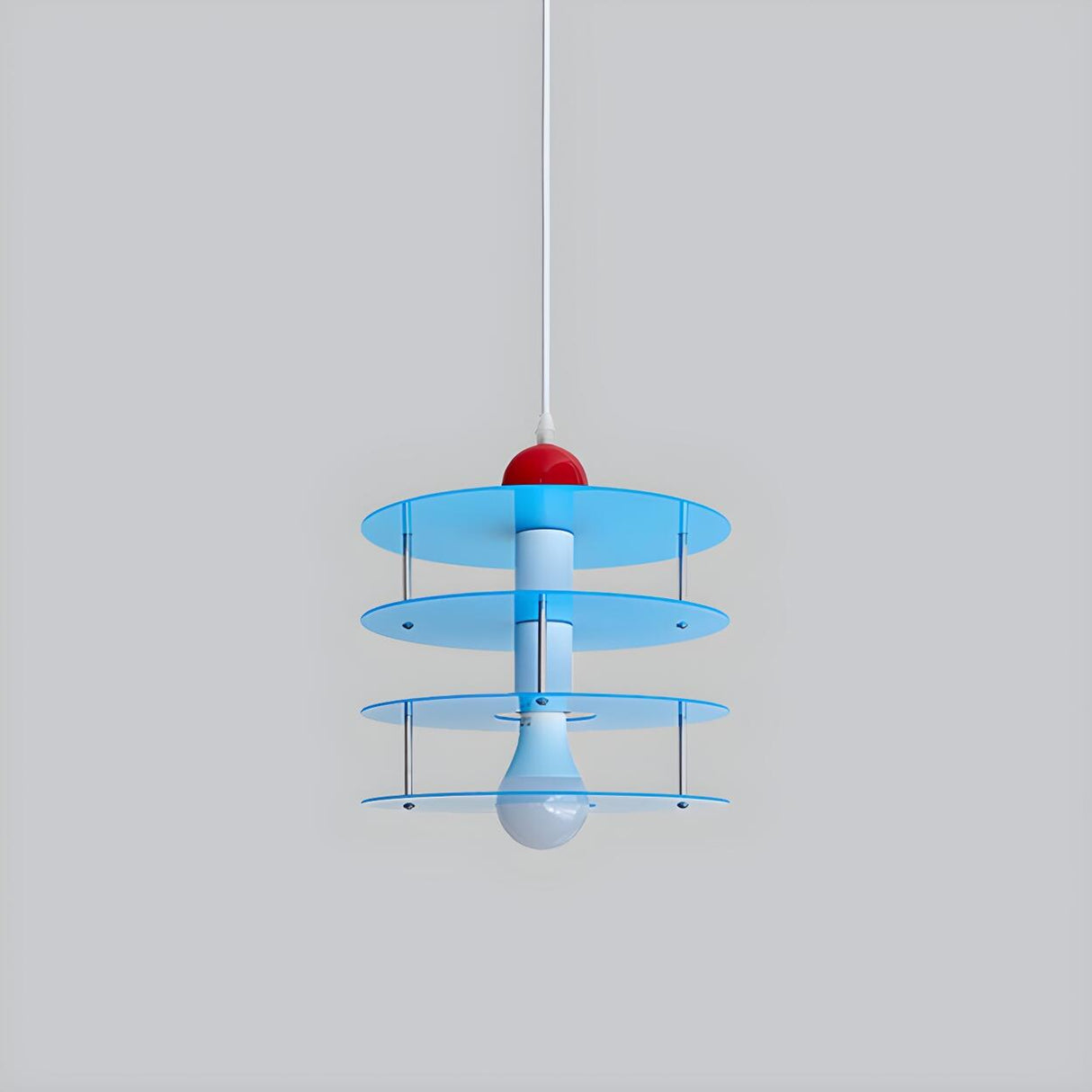 Playful Layered Disc Acrylic Blue Kids Room Pendant Light Image - 6