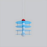 Playful Layered Disc Acrylic Blue Kids Room Pendant Light Image - 6