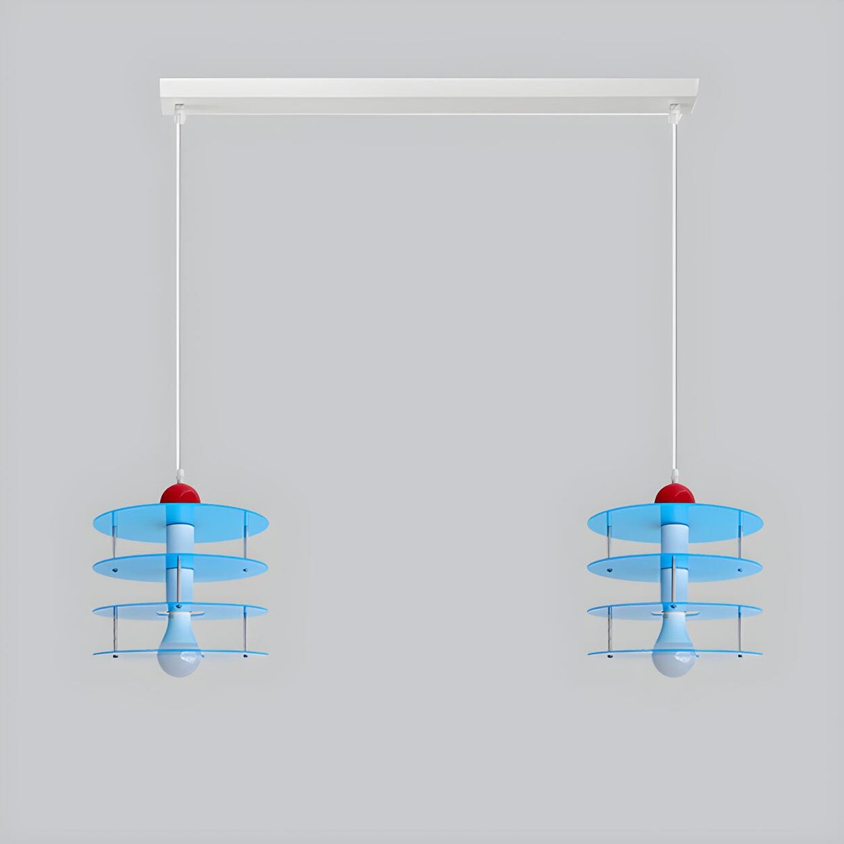 Playful Layered Disc Acrylic Blue Kids Room Pendant Light Image - 7