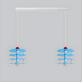 Playful Layered Disc Acrylic Blue Kids Room Pendant Light Image - 7