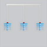 Playful Layered Disc Acrylic Blue Kids Room Pendant Light Image - 8