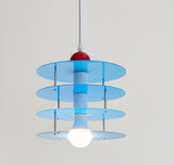 Playful Layered Disc Acrylic Blue Kids Room Pendant Light Image - 9