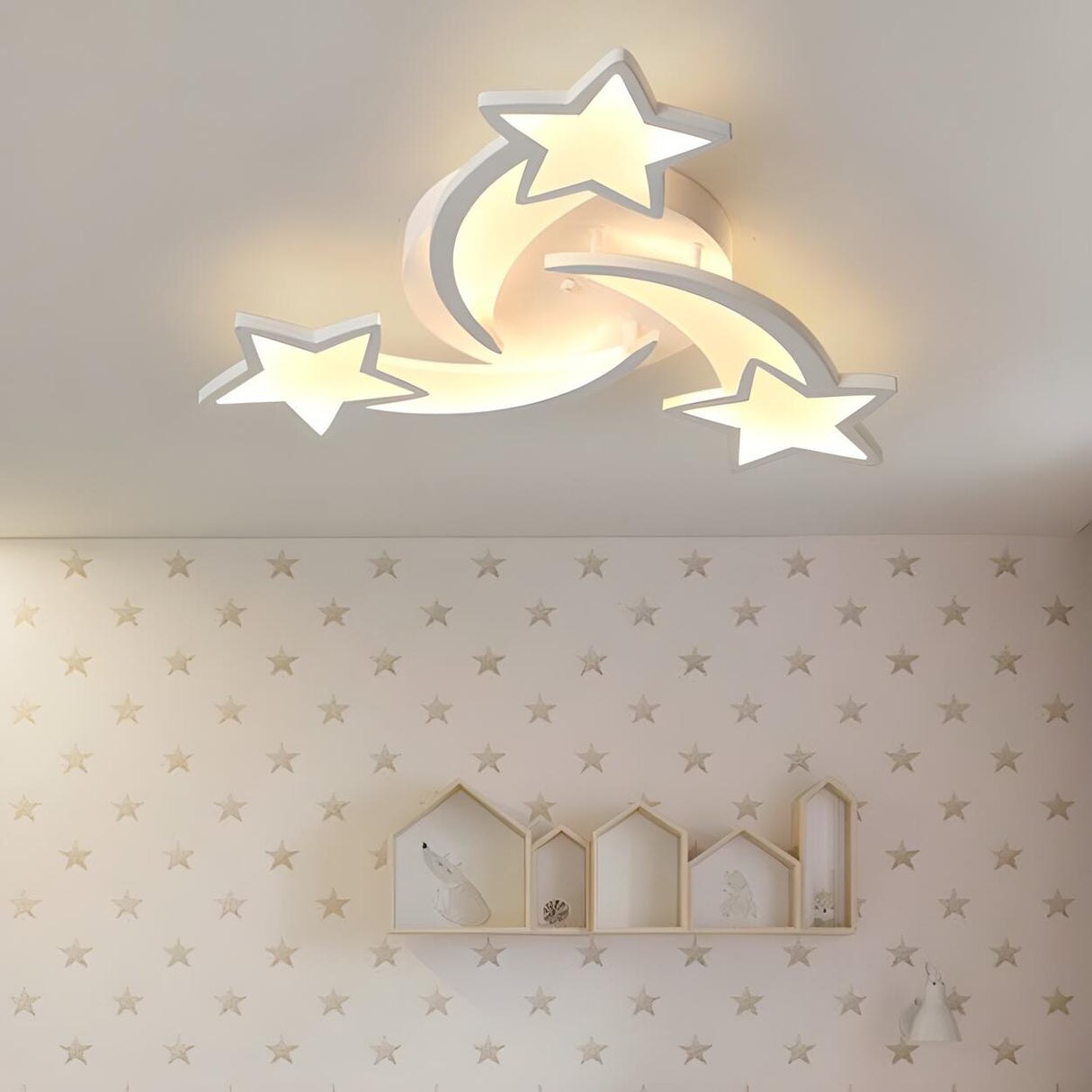 Playful Star-Shaped Dimmable LED Flush Mount Light Image - 3