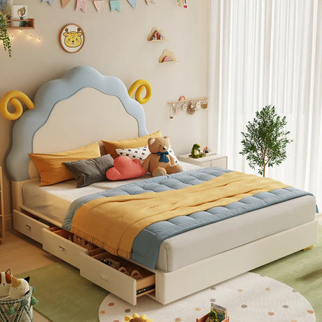 Playful Upholstered Low Clearance Kids Bed with Storage Image - 1