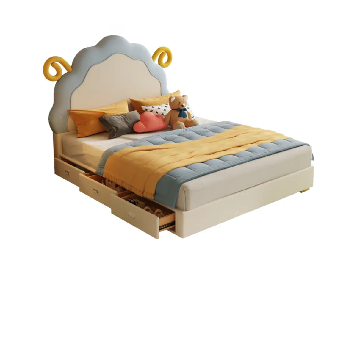 Playful Upholstered Low Clearance Kids Bed with Storage Image - 2