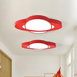 Playful Yellow Planet LED Flush Mount Ceiling Light Image - 5