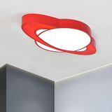 Playful Yellow Planet LED Flush Mount Ceiling Light Image - 6