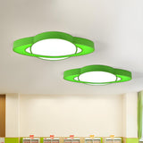 Playful Yellow Planet LED Flush Mount Ceiling Light Image - 9