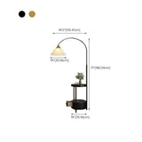 Pleated Cone Modern Arched Floor Lamp with Shelves Image - 13