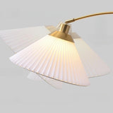 Pleated Cone Modern Arched Floor Lamp with Shelves Image - 9