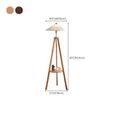 Pleated Cone Wooden Tripod Floor Lamp with Shelf #size