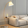 Pleated Elegant Curved Metal Floor Lamp with Shelf Image - 7