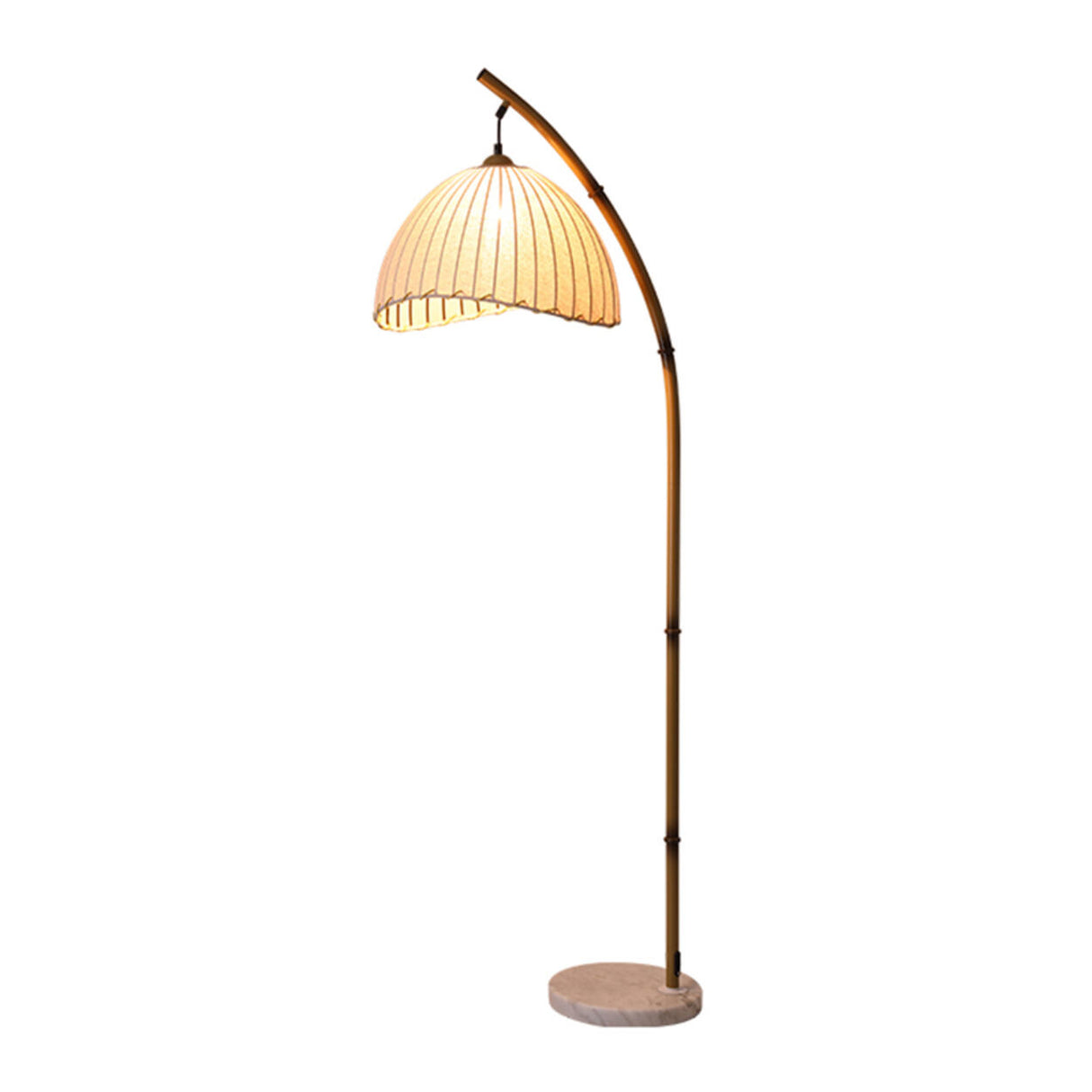 Pleated Fabric Dome Modern Metal Arched Floor Lamp Image - 5