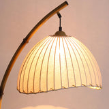 Pleated Fabric Dome Modern Metal Arched Floor Lamp Image - 8