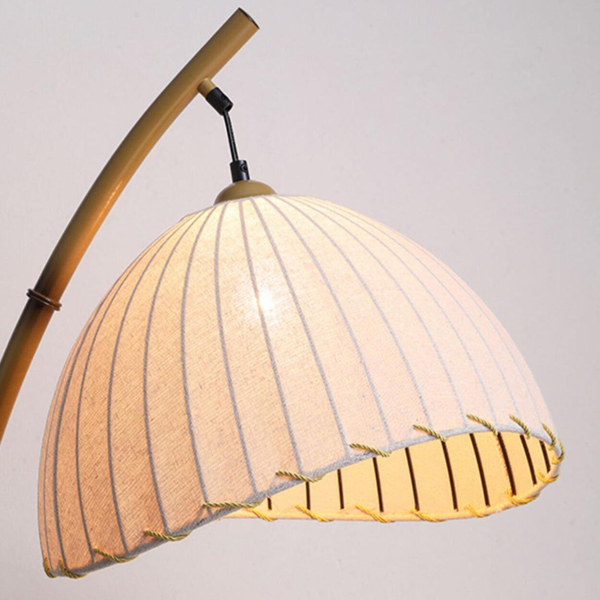 Pleated Fabric Dome Modern Metal Arched Floor Lamp Image - 9