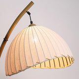 Pleated Fabric Dome Modern Metal Arched Floor Lamp Image - 9