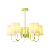 Pleated Green Curve Arm Metal Living Room Chandelier Image - 10