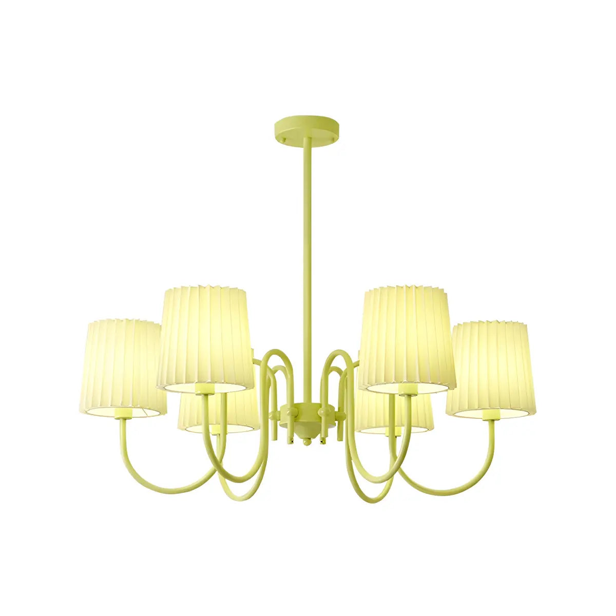 Pleated Green Curve Arm Metal Living Room Chandelier Image - 11