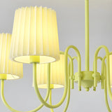 Pleated Green Curve Arm Metal Living Room Chandelier Image - 13