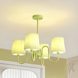 Pleated Green Curve Arm Metal Living Room Chandelier Image - 2